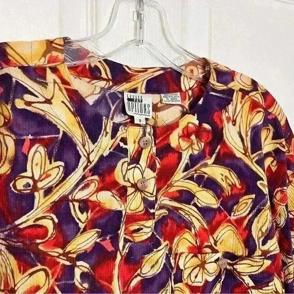LESLIE FAY OPTIONS Vintage Cotton Zanzibar Group Floral top | size 8 - Picture 2 of 10